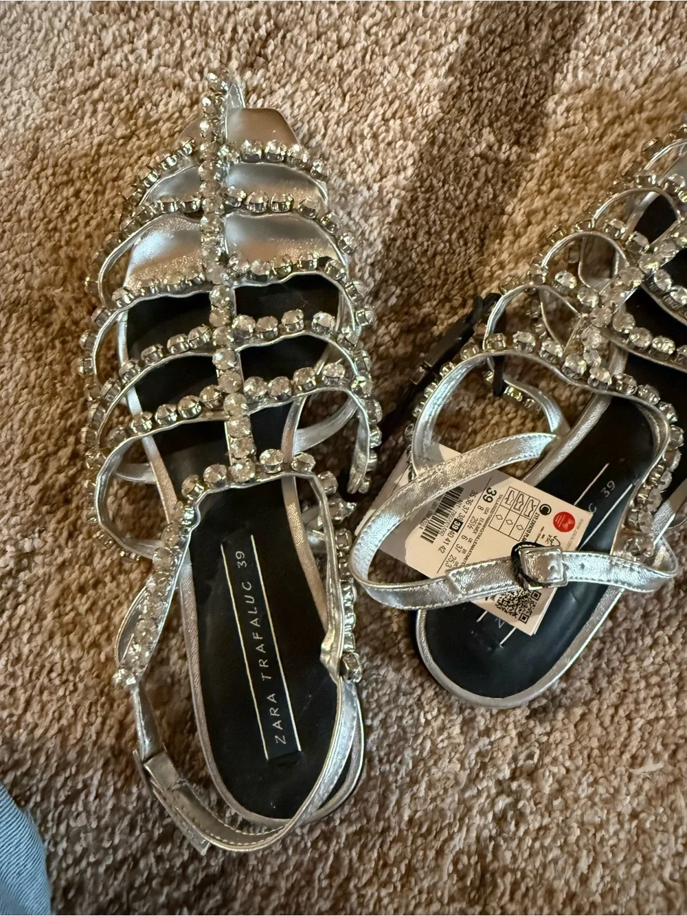 Women's Silver Jeweled Strappy Slingback Sandals - Picture 3 of 3